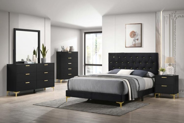 Modal Additional Images for Kendall Upholstered Queen Panel Bed Black