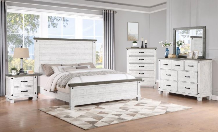 Modal Additional Images for Lilith Wood Queen Panel Bed Distressed White
