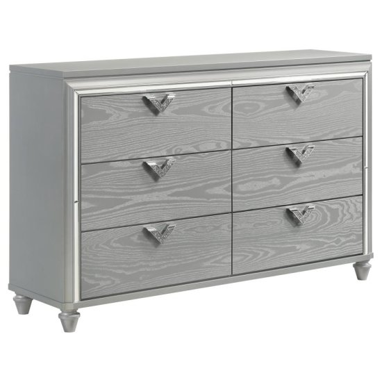 Veronica 4-piece Queen Bedroom Set Light Silver