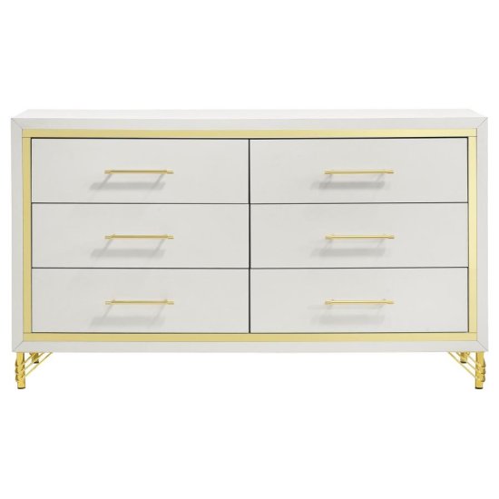 Lucia 4-piece Eastern King Bedroom Set Beige and White