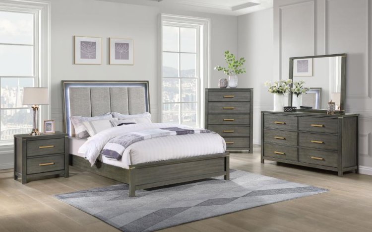 Modal Additional Images for Kieran Wood Eastern King LED Panel Bed Grey