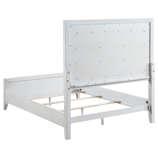 Marielle Eastern King Panel Bed Distressed White 