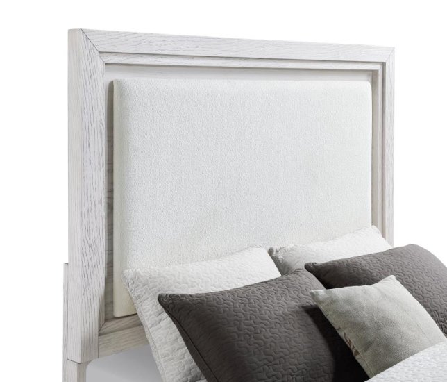 Marielle Eastern King Panel Bed Distressed White 