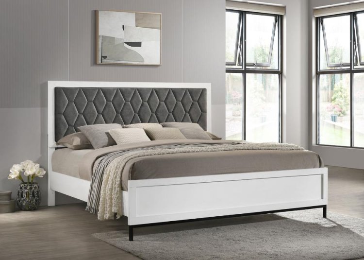 Sonora Eastern King Upholstered Panel Bed White 