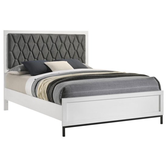 Sonora Queen Upholstered Panel Bed White 