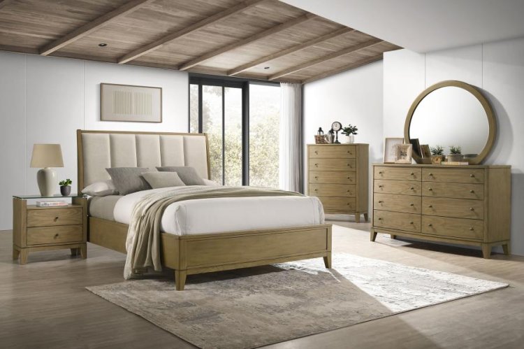 Modal Additional Images for Granada Upholstered Eastern King Panel Bed Natural Pine