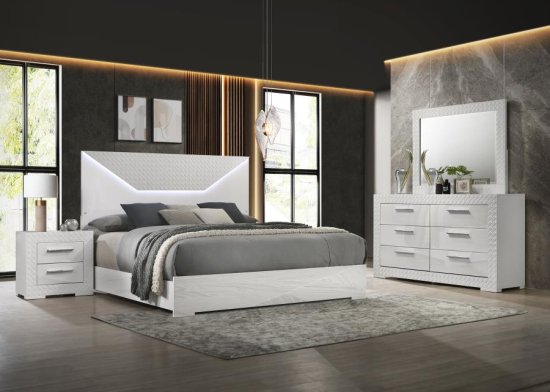 (image for) Ives 4-piece Queen Bedroom Set White High Gloss