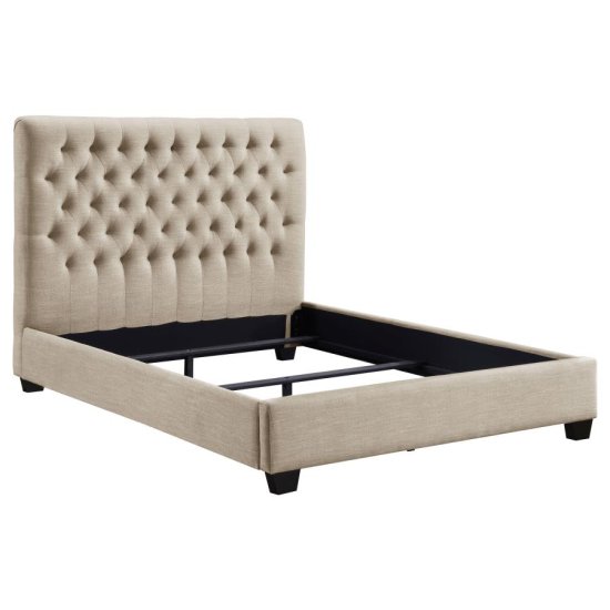 (image for) Chloe Upholstered Full Panel Bed Oatmeal