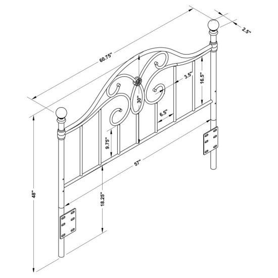 Modal Additional Images for Bailey Metal Queen or Full Open Frame Headboard Black