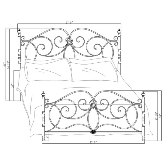 Modal Additional Images for London Metal Eastern King Open Frame Bed Dark Bronze