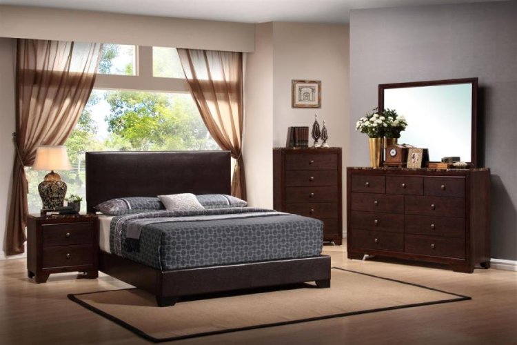 Modal Additional Images for Conner Upholstered Full Panel Bed Dark Brown