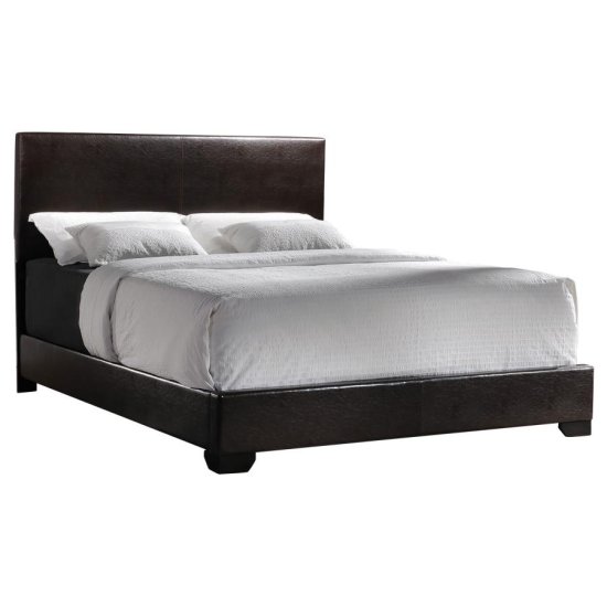 (image for) Conner Upholstered Full Panel Bed Dark Brown