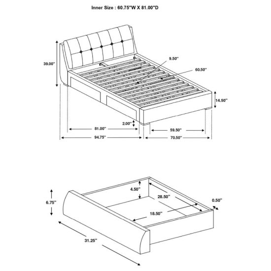 Modal Additional Images for Fenbrook Upholstered Queen Storage Panel Bed Grey