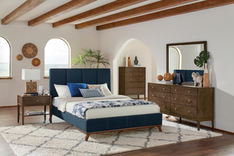 Modal Additional Images for Charity Upholstered Eastern King Panel Bed Blue
