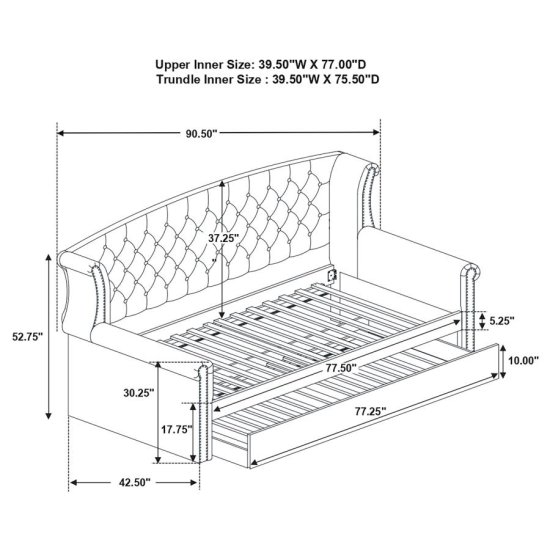 Modal Additional Images for Scarlett Upholstered Twin Daybed with Trundle Grey