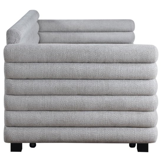 Patricia Boucle Upholstered Twin Day Bed with Trundle Grey 