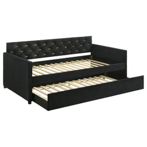 (image for) Kendall Upholstered Twin Daybed with Trundle Black