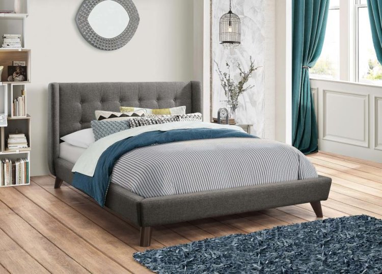 Modal Additional Images for Carrington Upholstered Full Wingback Bed Grey