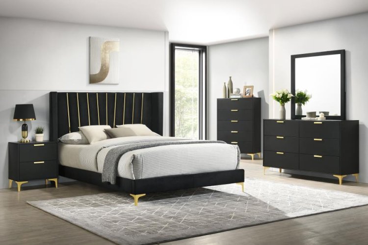 Modal Additional Images for Kendall Upholstered Eastern King Panel Bed Black