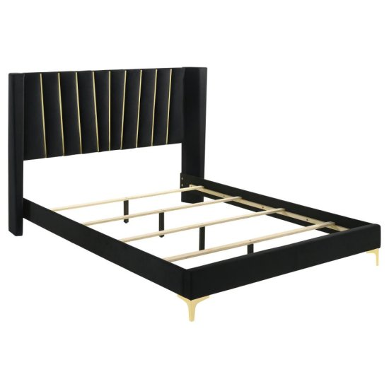 (image for) Kendall Upholstered Queen Panel Bed Black