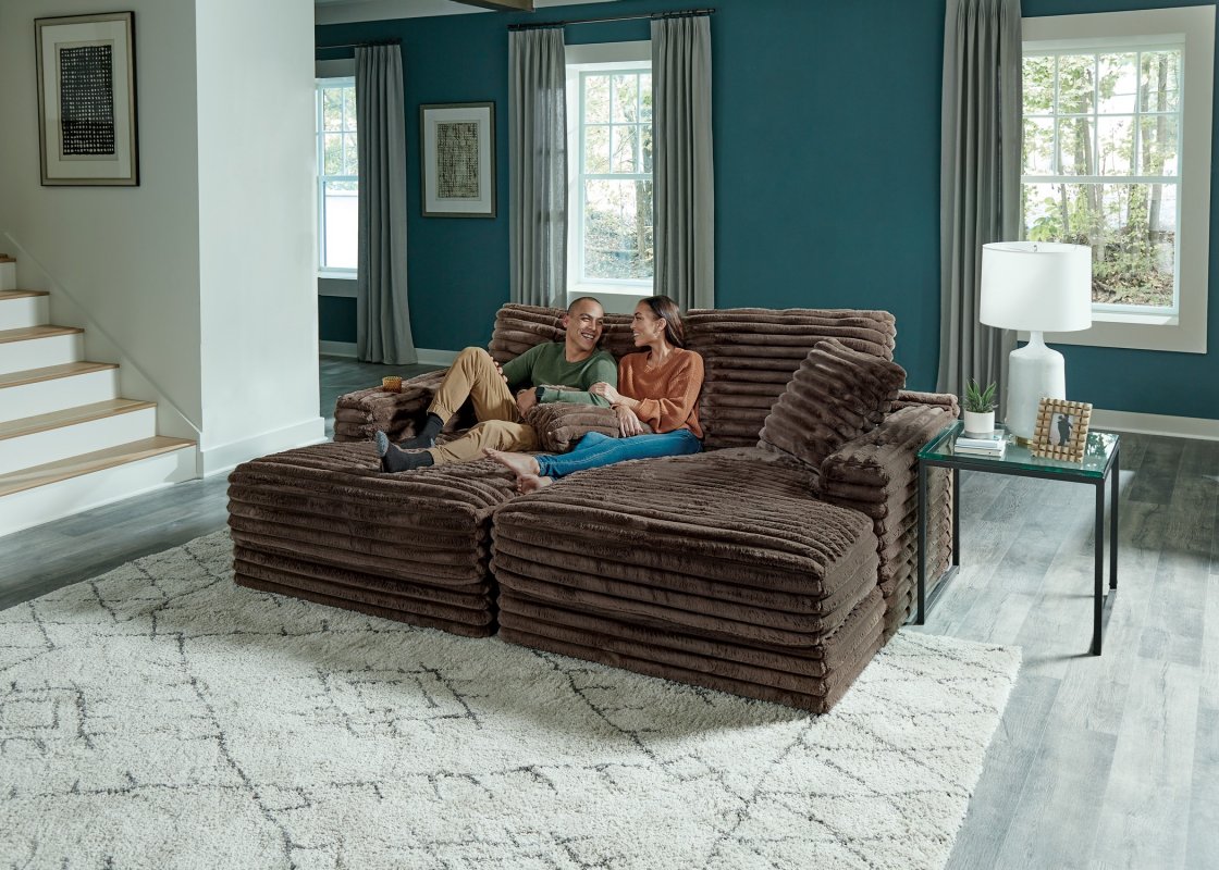 3045 Chocolate Double Lounge Chaise - Click Image to Close