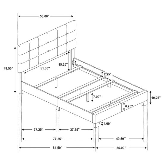 Modal Additional Images for Mapes Upholstered Full Panel Bed Charcoal