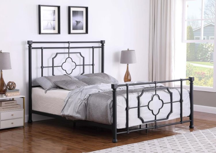 Paskay Metal Eastern King Open Frame Bed Weathered Black