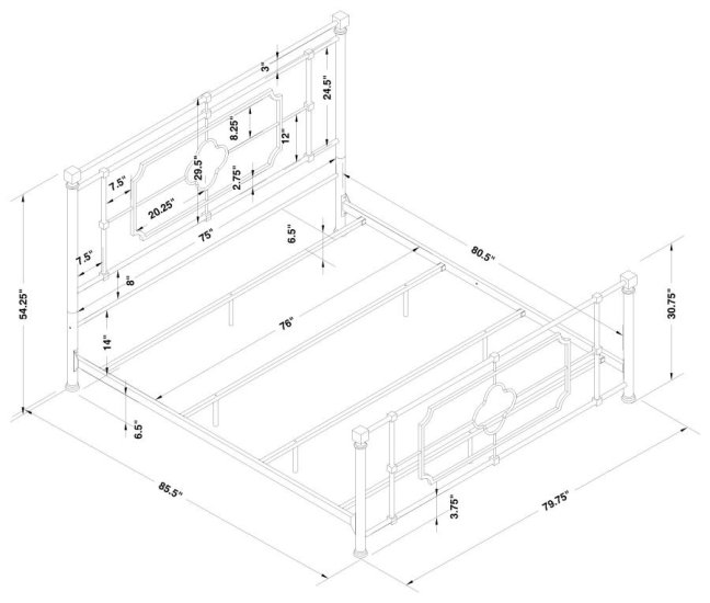 Modal Additional Images for Paskay Metal Eastern King Open Frame Bed Weathered Black