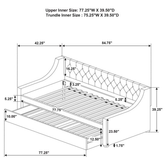 Modal Additional Images for Chatsboro Upholstered Twin Daybed with Trundle Grey