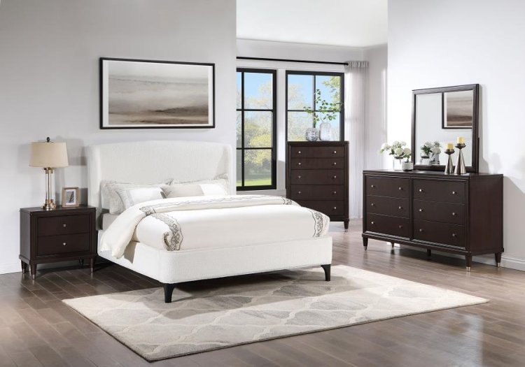 Modal Additional Images for Mosby Upholstered Eastern King Wingback Bed Snow