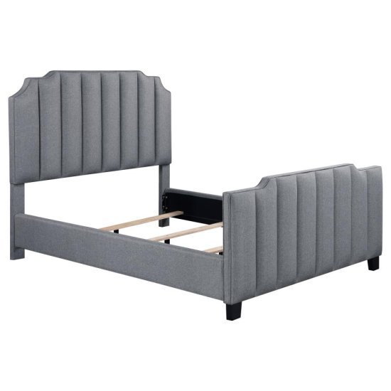 (image for) Fiona Upholstered Full Panel Bed Light Grey