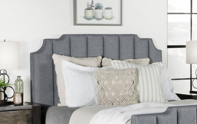 Modal Additional Images for Fiona Upholstered Queen Panel Bed Light Grey