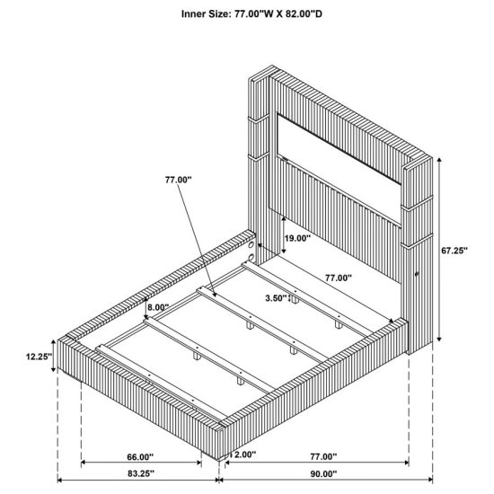 Modal Additional Images for Tisdall 67-inch Upholstered Eastern King Fireplace Bed Grey