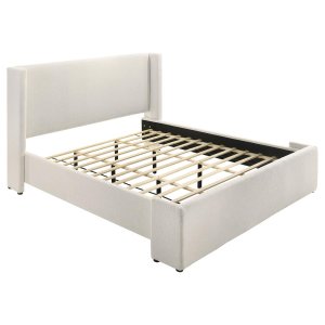 (image for) Alamosa Boucle Upholstered Eastern King Platform Bed White 