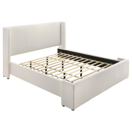 (image for) Alamosa Boucle Upholstered Eastern King Platform Bed White 