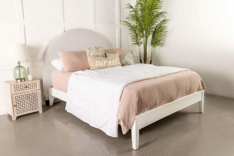 Modal Additional Images for June Upholstered Twin Panel Headboard Ivory