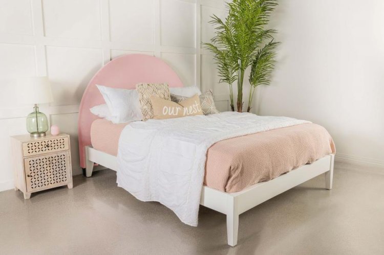 Modal Additional Images for June Upholstered Twin Panel Headboard Blush