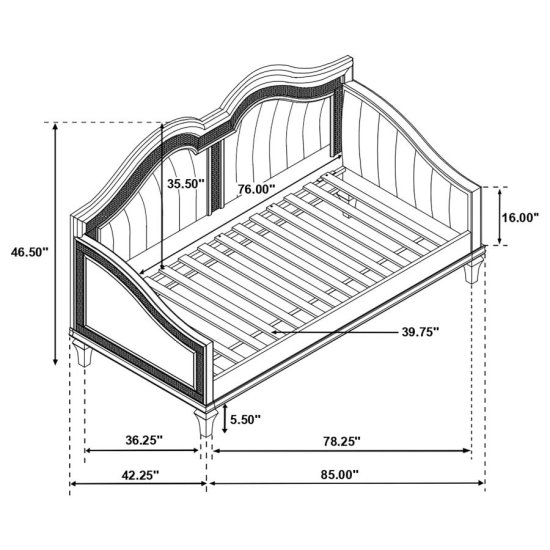 Modal Additional Images for Evangeline Upholstered Twin Daybed Silver Oak