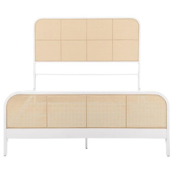 Lanewood Open Cane Webbing Metal Queen Bed White