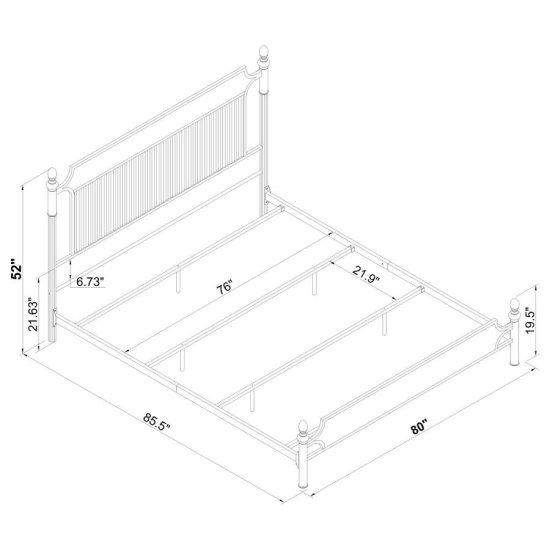 Modal Additional Images for Cameron 51-inch Metal Eastern King Panel Bed Black