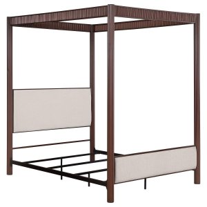 (image for) Zimmerlee 89-inch Metal Eastern King Canopy Bed Rust Brown