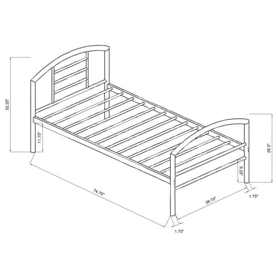 Modal Additional Images for Baines Metal Twin Open Frame Bed Silver