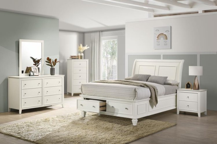 Modal Additional Images for Selena Wood Full Storage Panel Bed Cream White