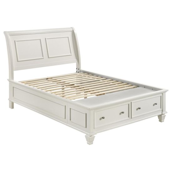 (image for) Selena Wood Full Storage Panel Bed Cream White