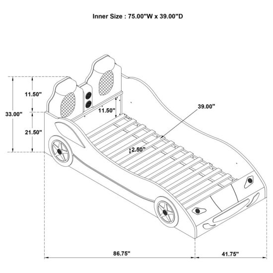 Modal Additional Images for Cruiser Wood Twin LED Car Bed Blue
