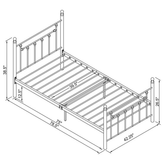 Modal Additional Images for Canon Metal Twin Open Frame Bed Gunmetal