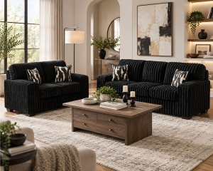 (image for) Alison Black Sofa and Loveseat