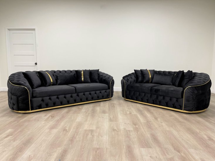(image for) 97077 Allita - Black (Oversized) Sofa & Loveseat Set