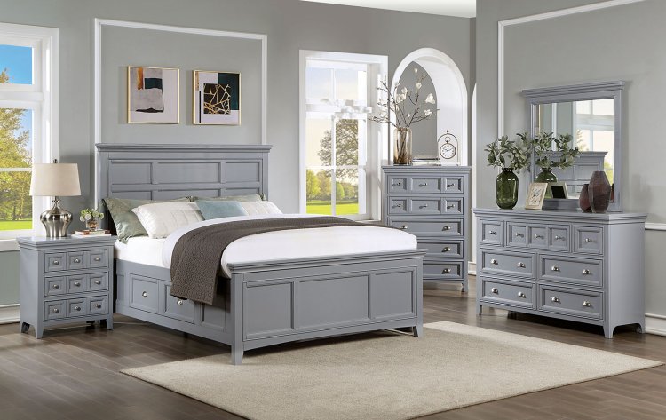 (image for) Castlile Grey Qn. 5Pc W/2Ns