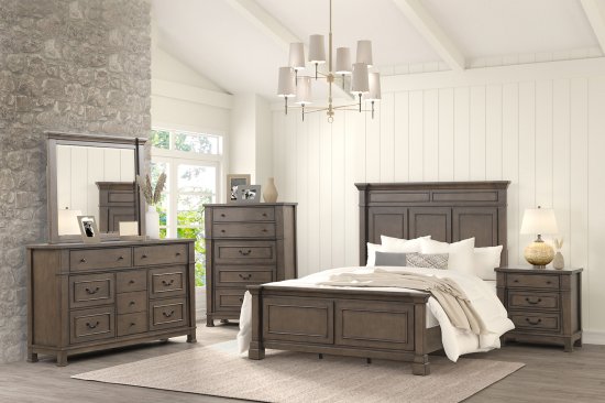 (image for) Huddersfield Dark Brown Qn. 5Pc W/2Ns